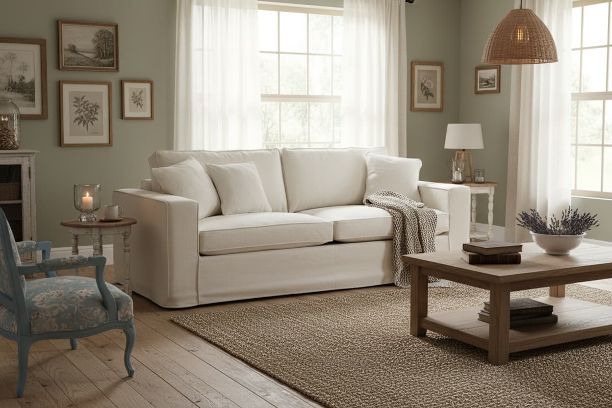 Provence 3 Seat Cream Fabric Sofa