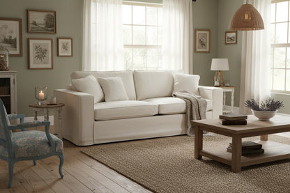 Provence 3 Seat Cream Fabric Sofa