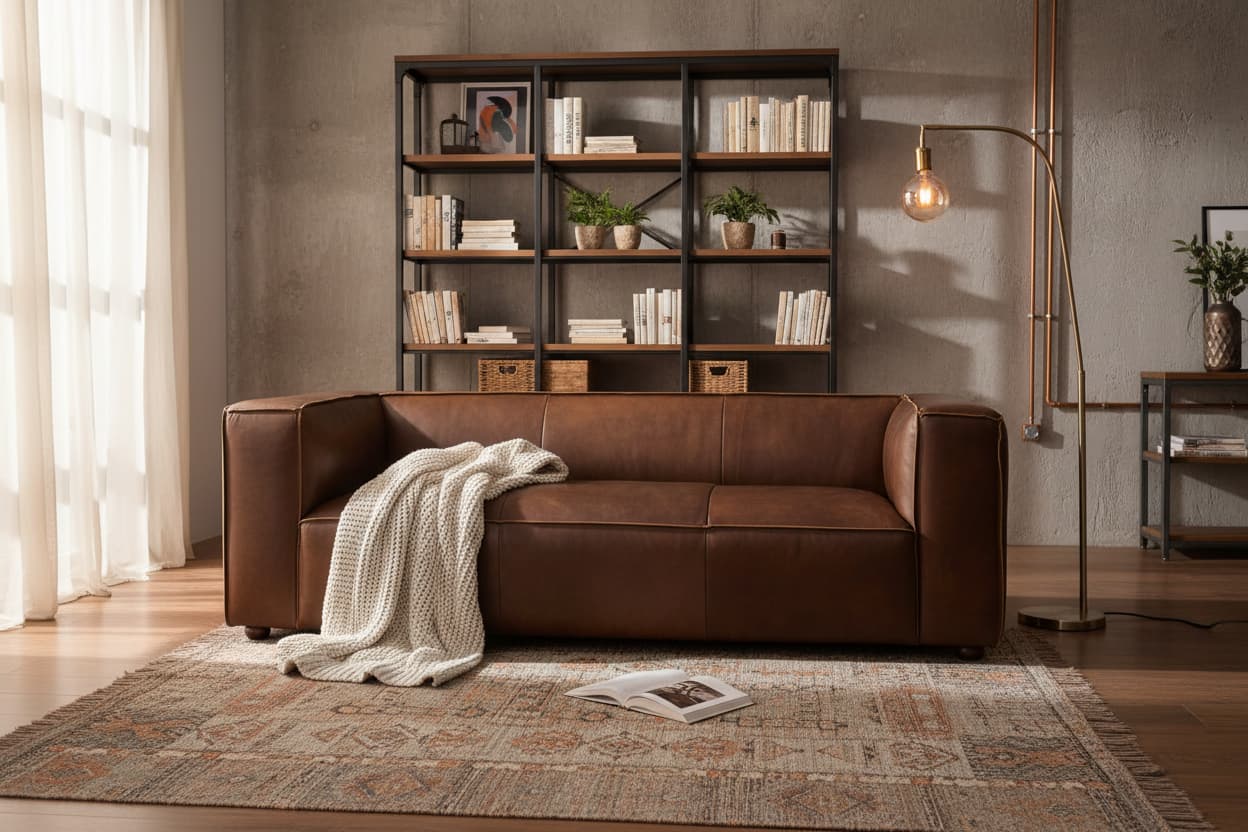 Monarch Three Seater Mexico Brown Leather Sofa