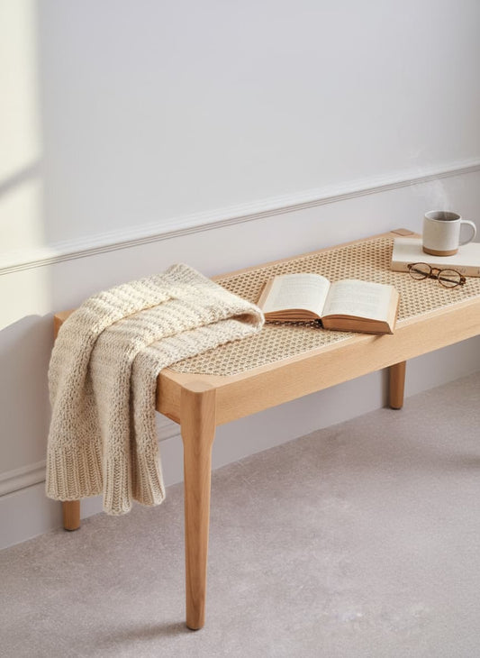 Pacific Natural Cane and Beech Wood Bench