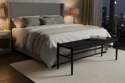 Pacific Black Rope and Elm Wood Bench