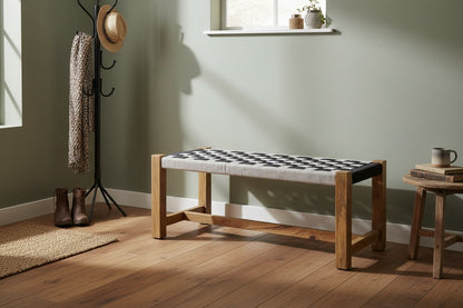 Bengal Black And White Jute Bench