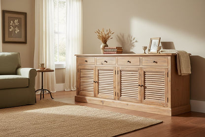 Bordeaux Oak Wood Sideboard with Whitewash Finish