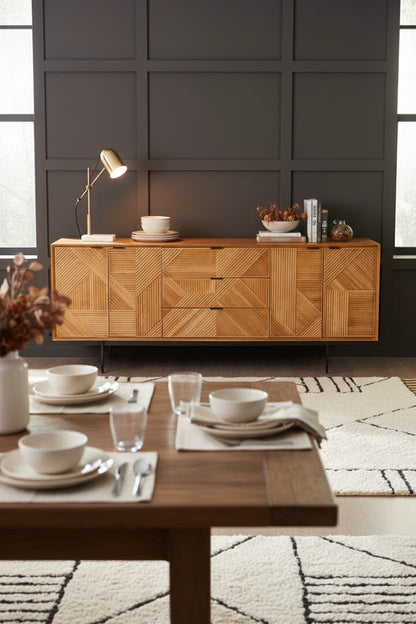 Tulum Natural Finish Sideboard with 4 Doors and 3 Drawers