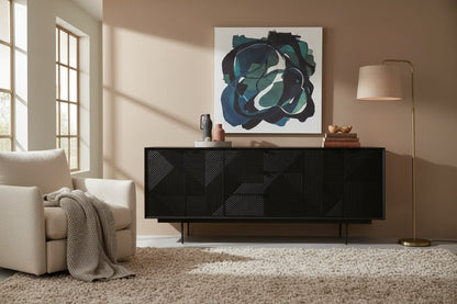 Tulum Black Finish Sideboard with 4 Doors and 3 Drawers