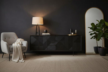 Tulum Black Finish Sideboard with 4 Doors and 3 Drawers