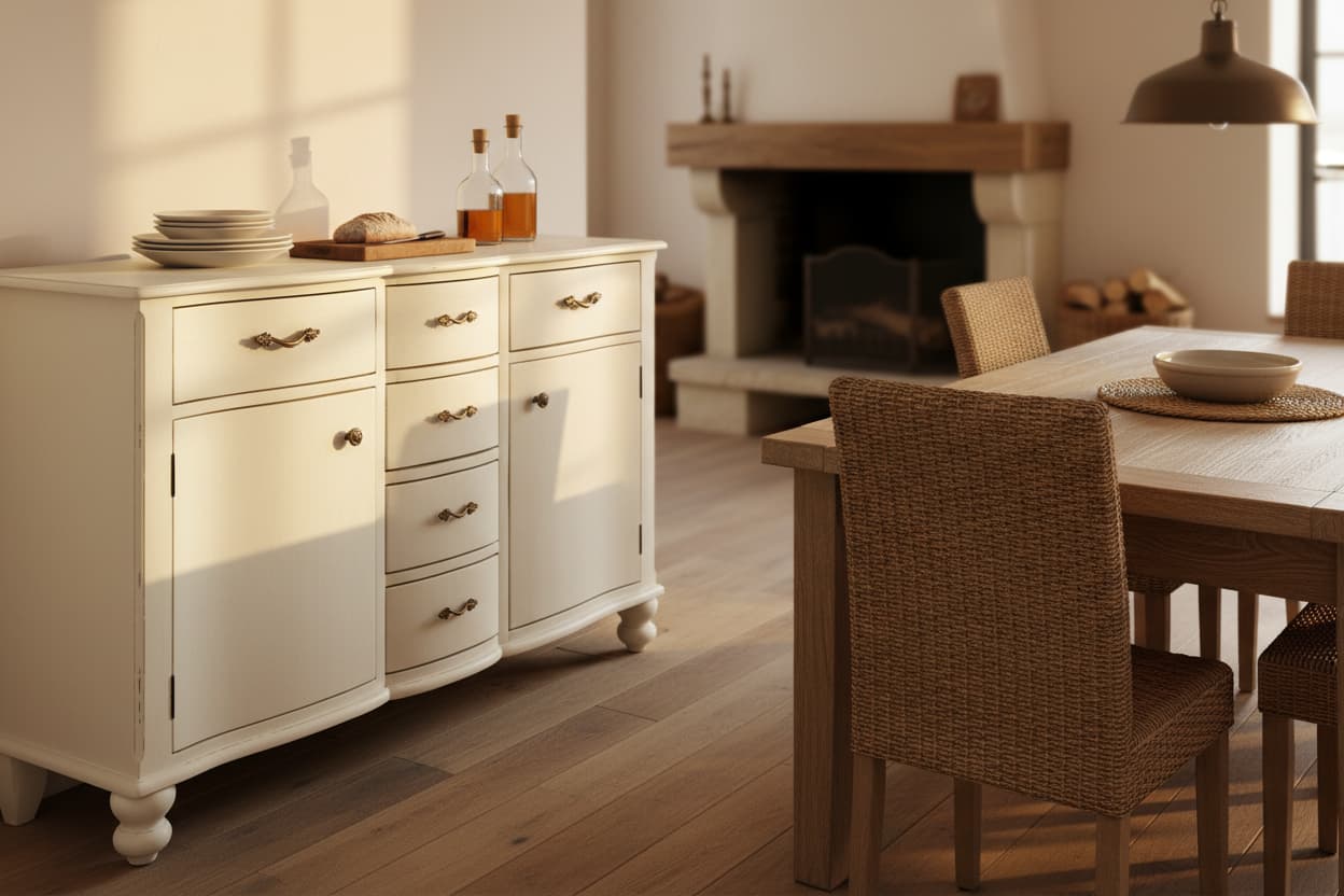 Seine 6 Drawer White Sideboard