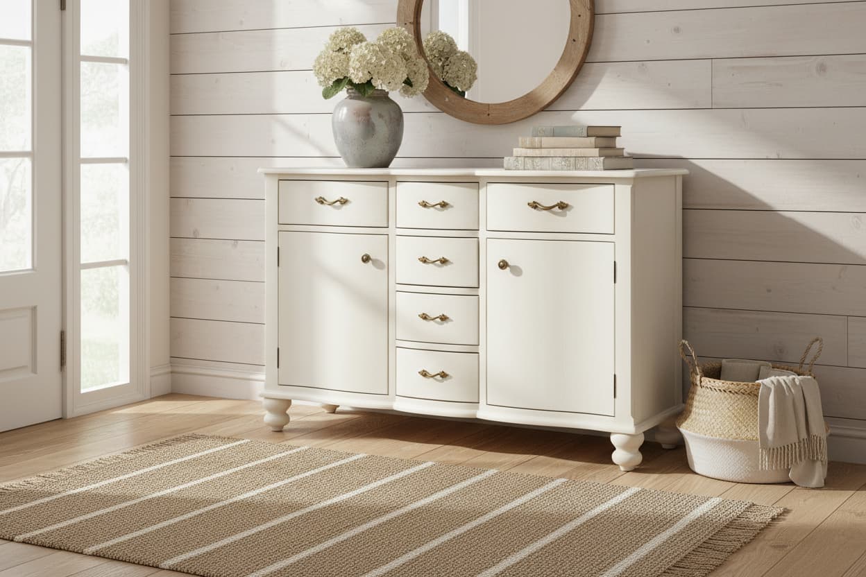 Seine 6 Drawer White Sideboard