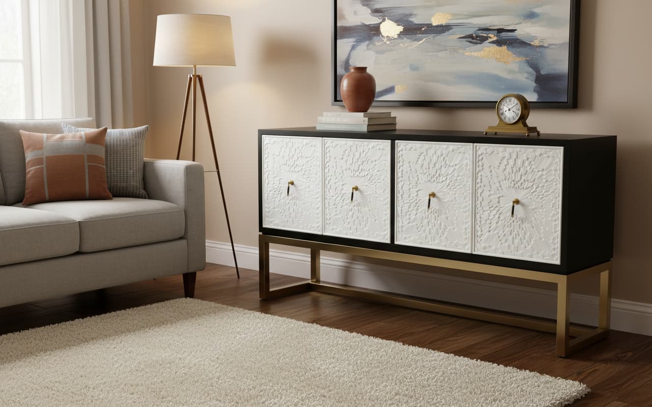 Alexander Black and White Four Door Sideboard