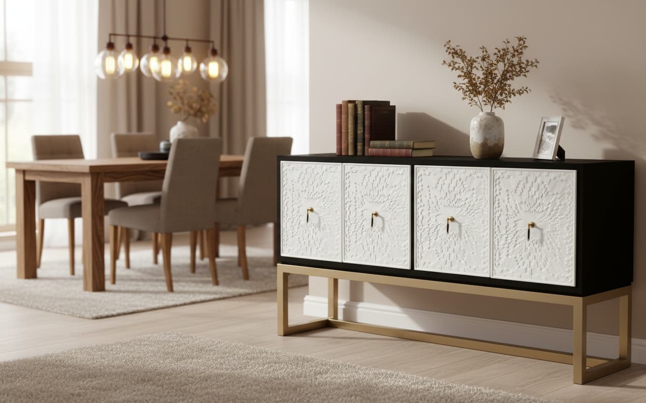Alexander Black and White Four Door Sideboard