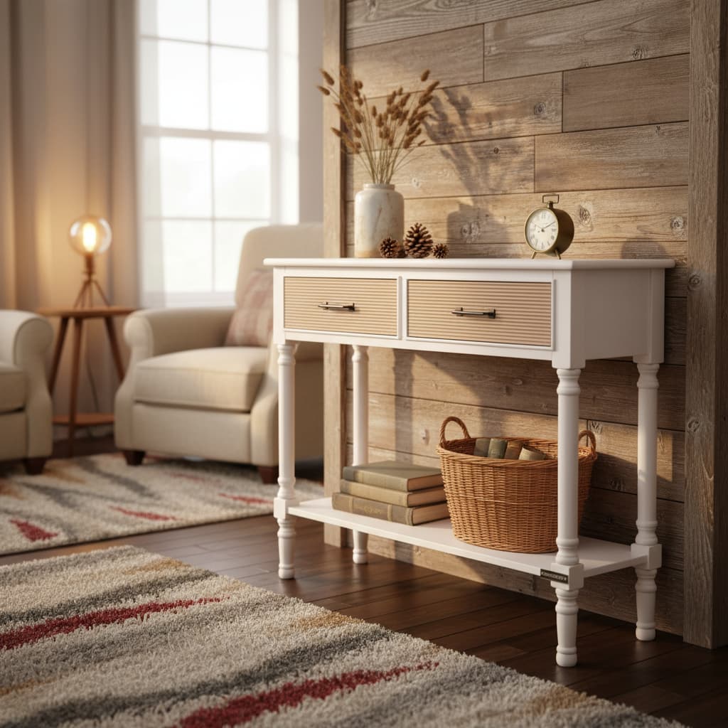 Heirloom 2 Drawers Pearl White Console Table