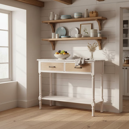 Heirloom 2 Drawers Pearl White Console Table