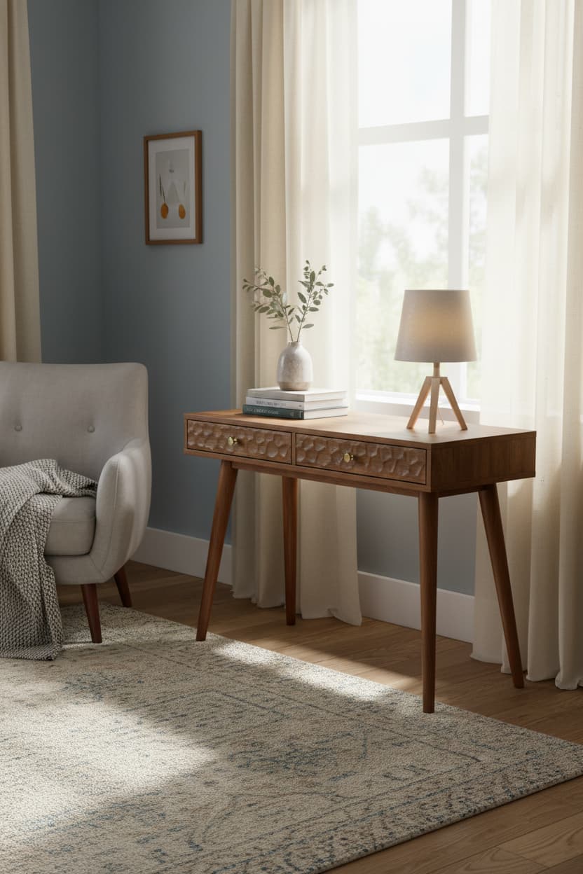 Artiste Wood Veneer Console Table with 2 Drawers