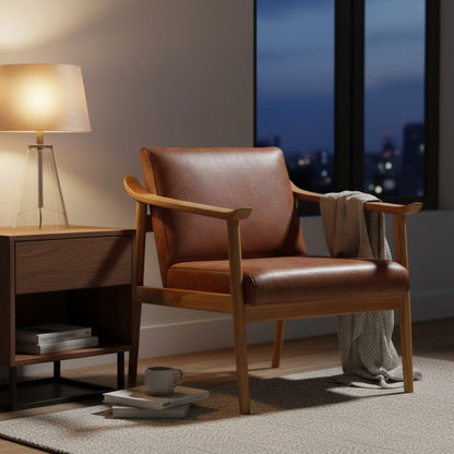 Sumatra Chair With Brown Plain Leather
