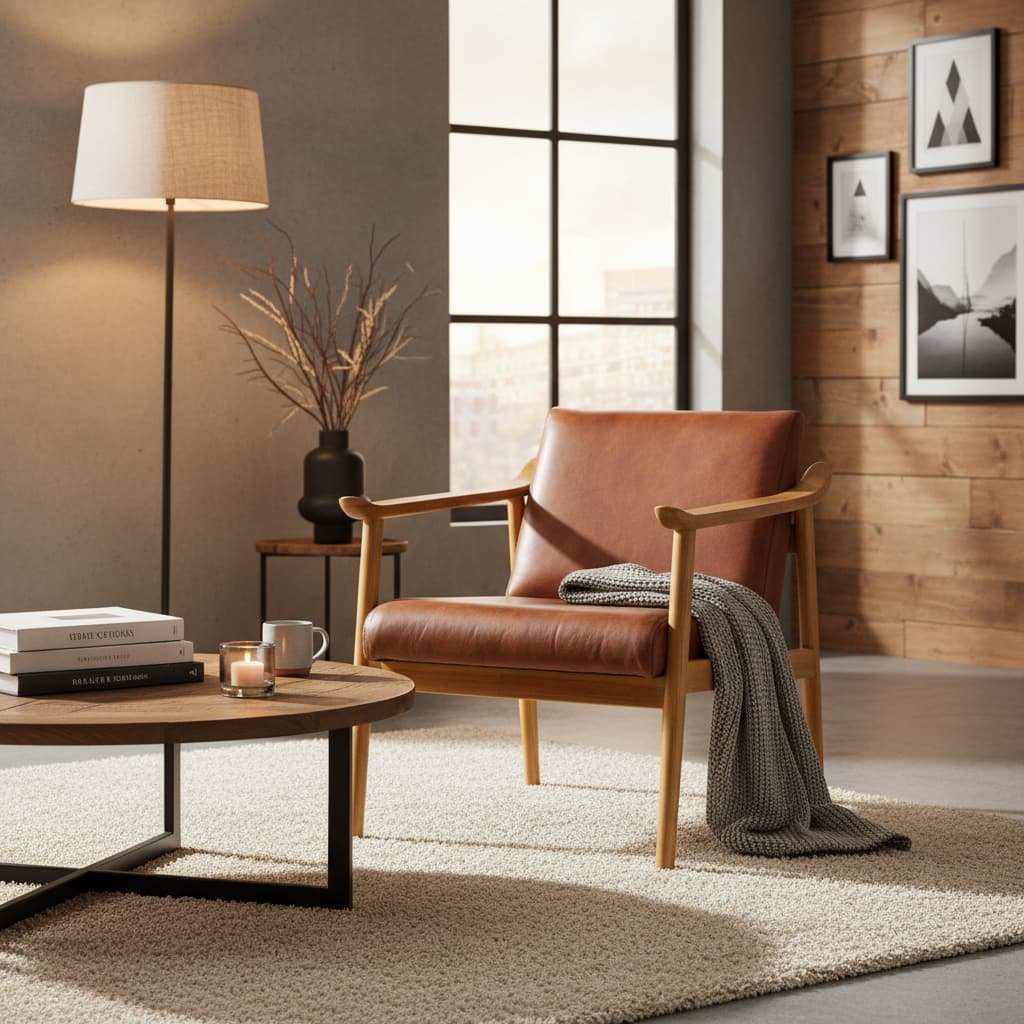 Sumatra Chair With Brown Plain Leather