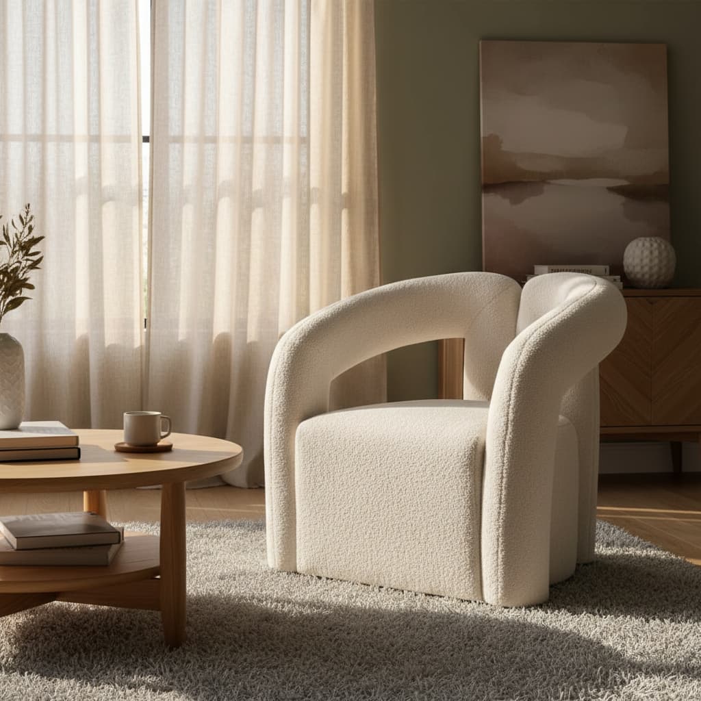 Bianca Ivory Boucle Statement Chair