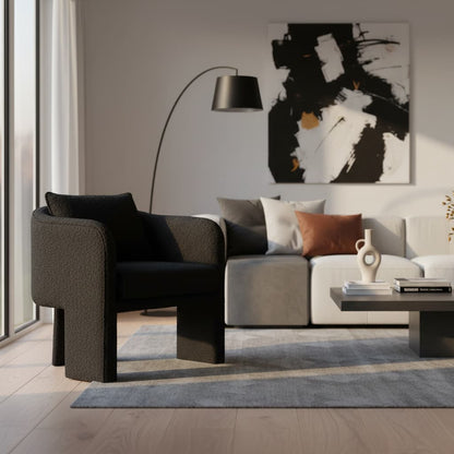 Nimbus Black Boucle Curved Armchair