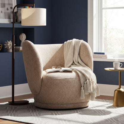 Hamptons Deep Stone Chenille Curved Chair