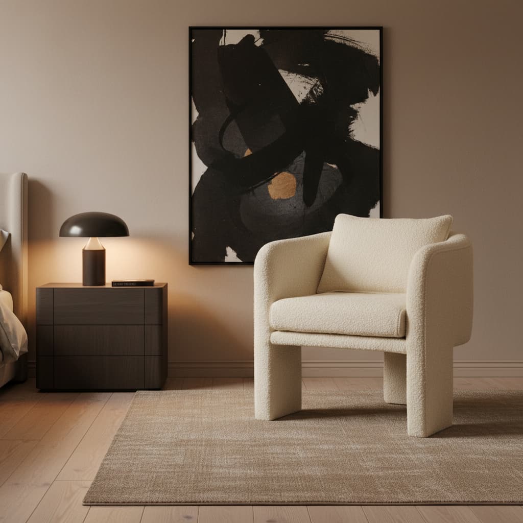 Nimbus Ivory Boucle Curved Armchair