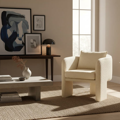 Nimbus Ivory Boucle Curved Armchair