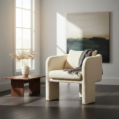 Nimbus Ivory Boucle Curved Armchair