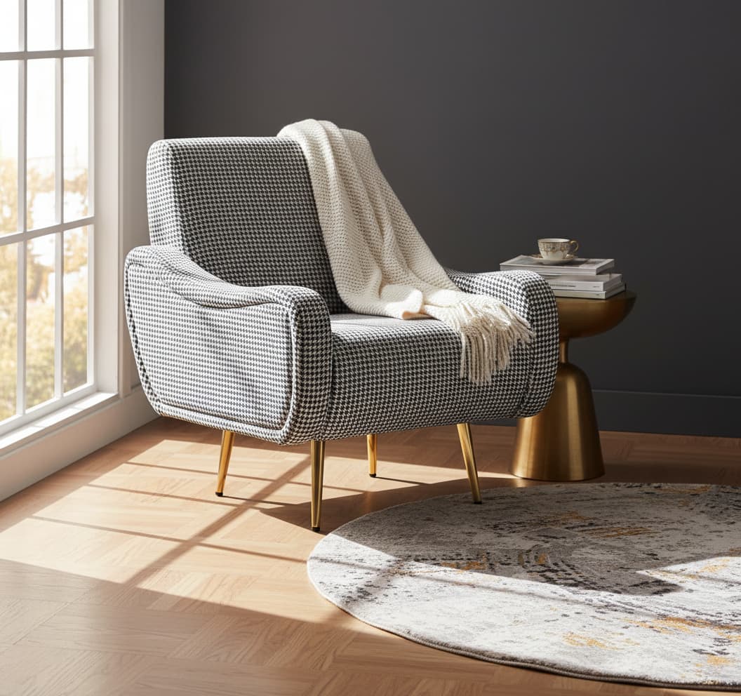 Checker Black And White Checked Armchair