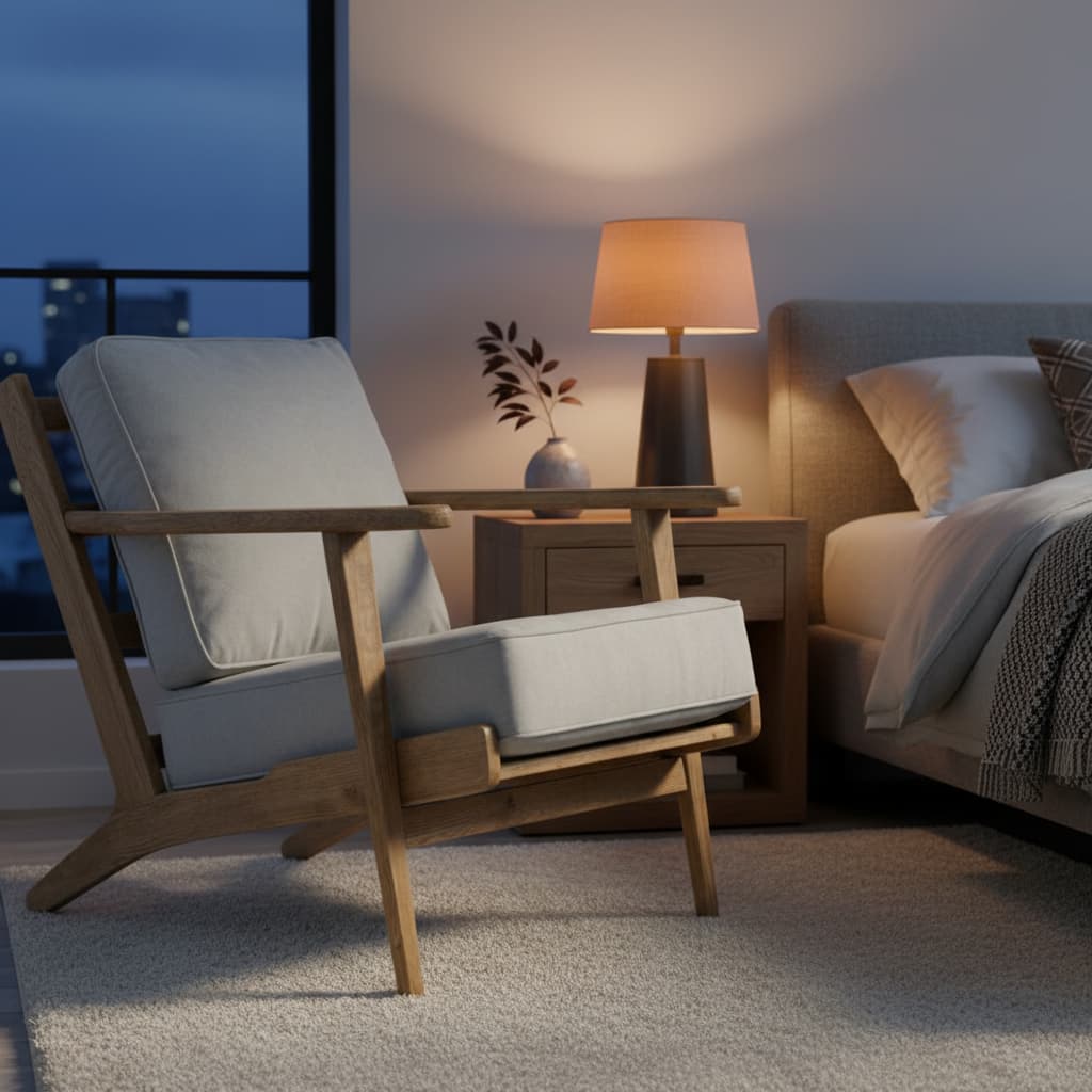 Troy Grey Linen Oak Frame Armchair