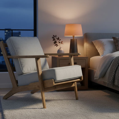 Troy Grey Linen Oak Frame Armchair