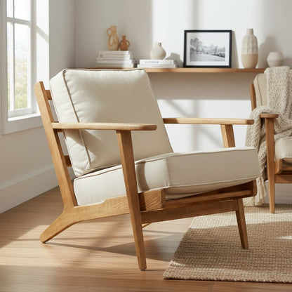 Troy Natural Linen And Oak Armchair