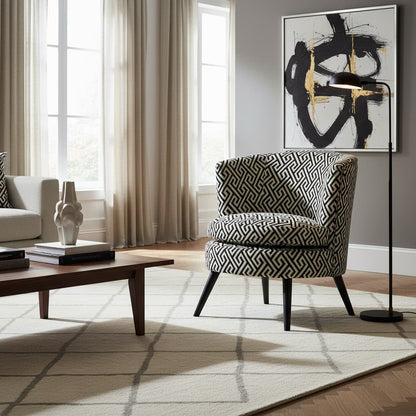 Mayfair Black And White Greek Key Round Armchair