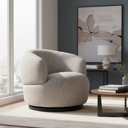 Outline Textured Grey Curved Swivel Chair