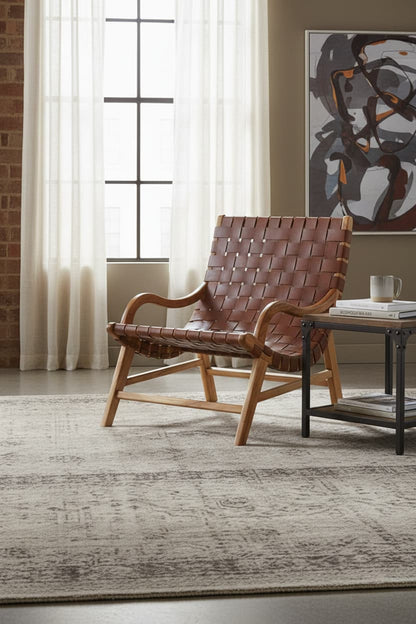 Sumatra Brown Woven Leather Chair