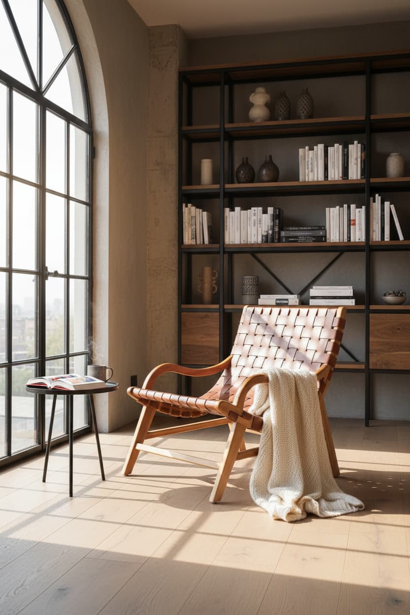 Sumatra Brown Woven Leather Chair