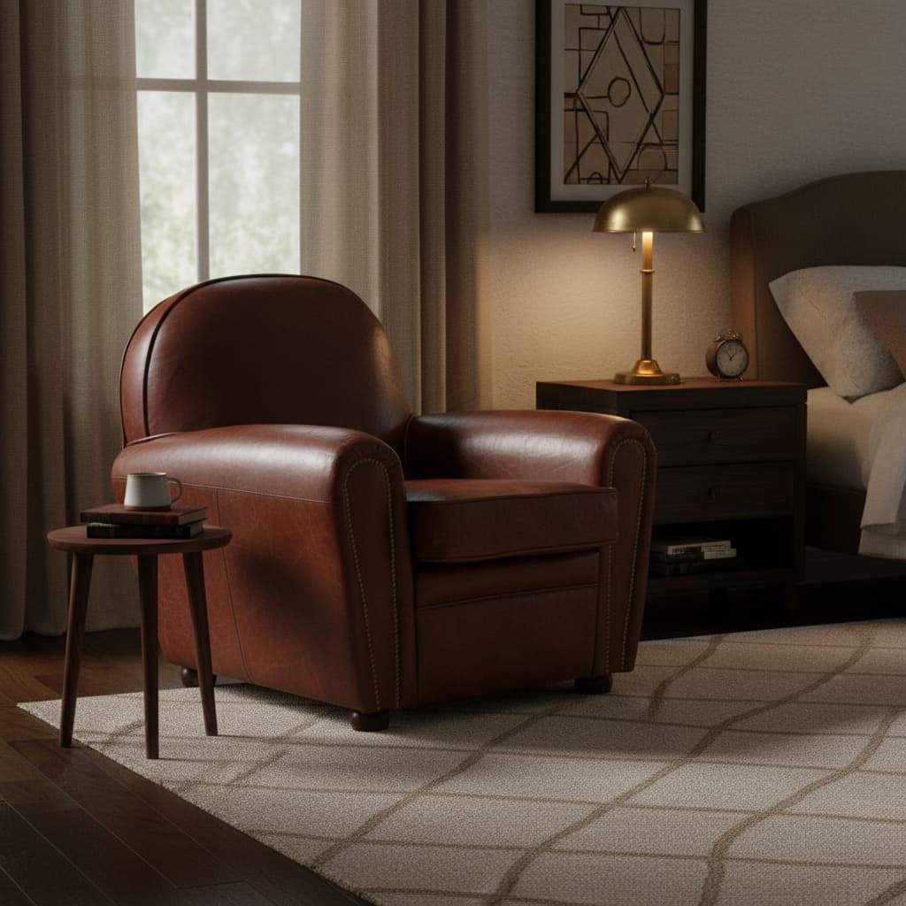 Noble Brown Leather Classic Armchair