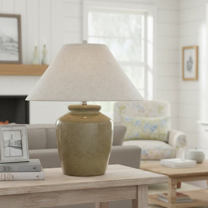Mottura Ceramic Table Lamp With Edged Linen Shade