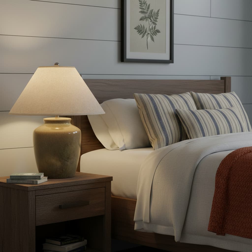 Mottura Ceramic Table Lamp With Edged Linen Shade