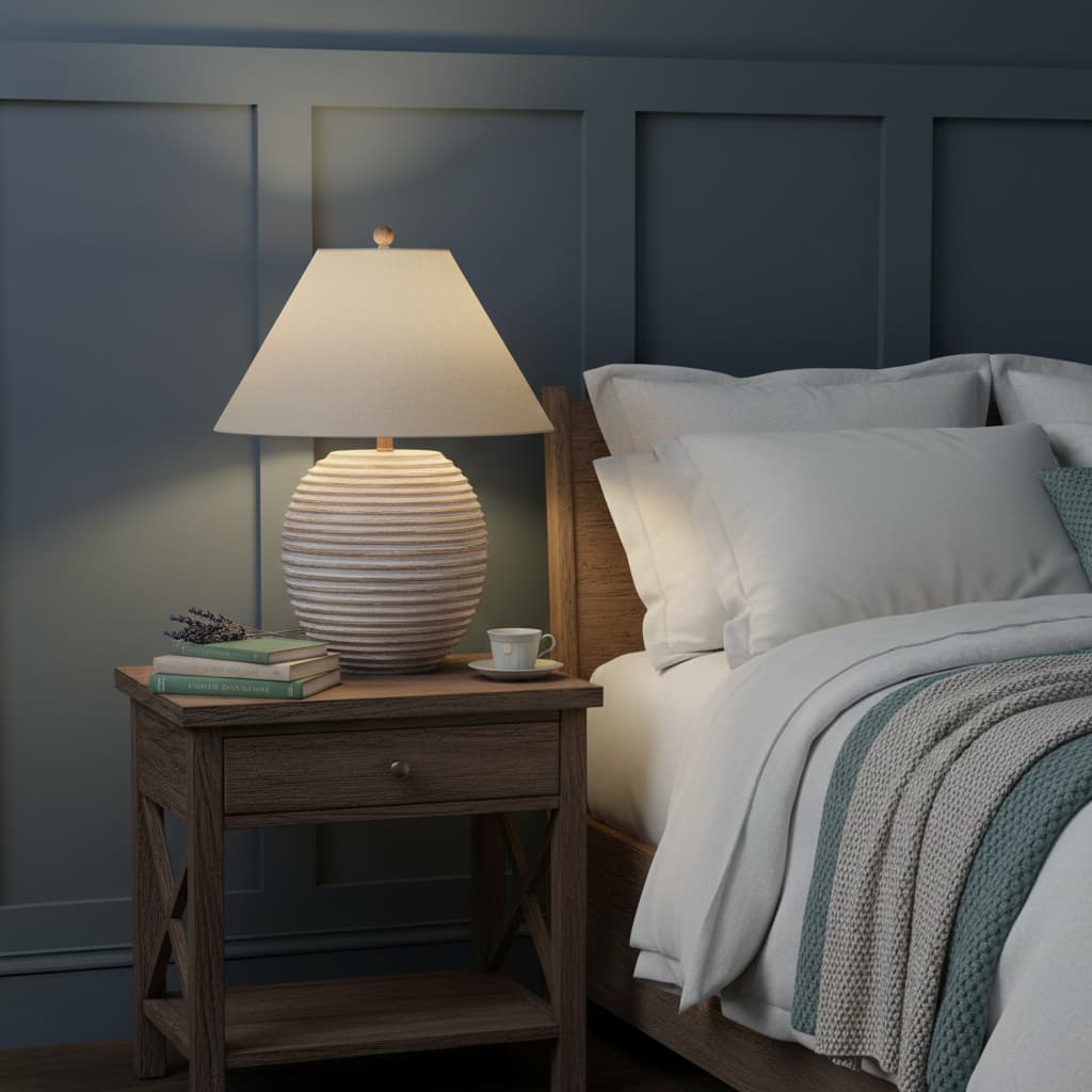 Saturn Table Lamp With Linen Shade
