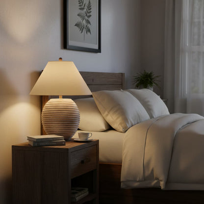 Saturn Table Lamp With Linen Shade