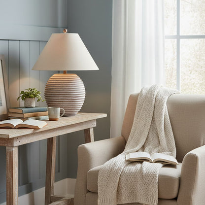 Saturn Table Lamp With Linen Shade