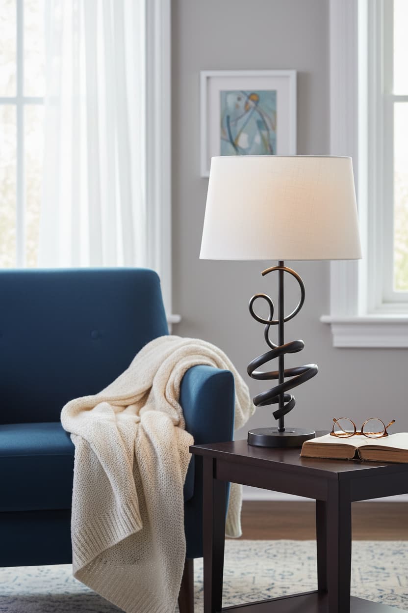 Zenith Matte Black Squiggle Table Lamp