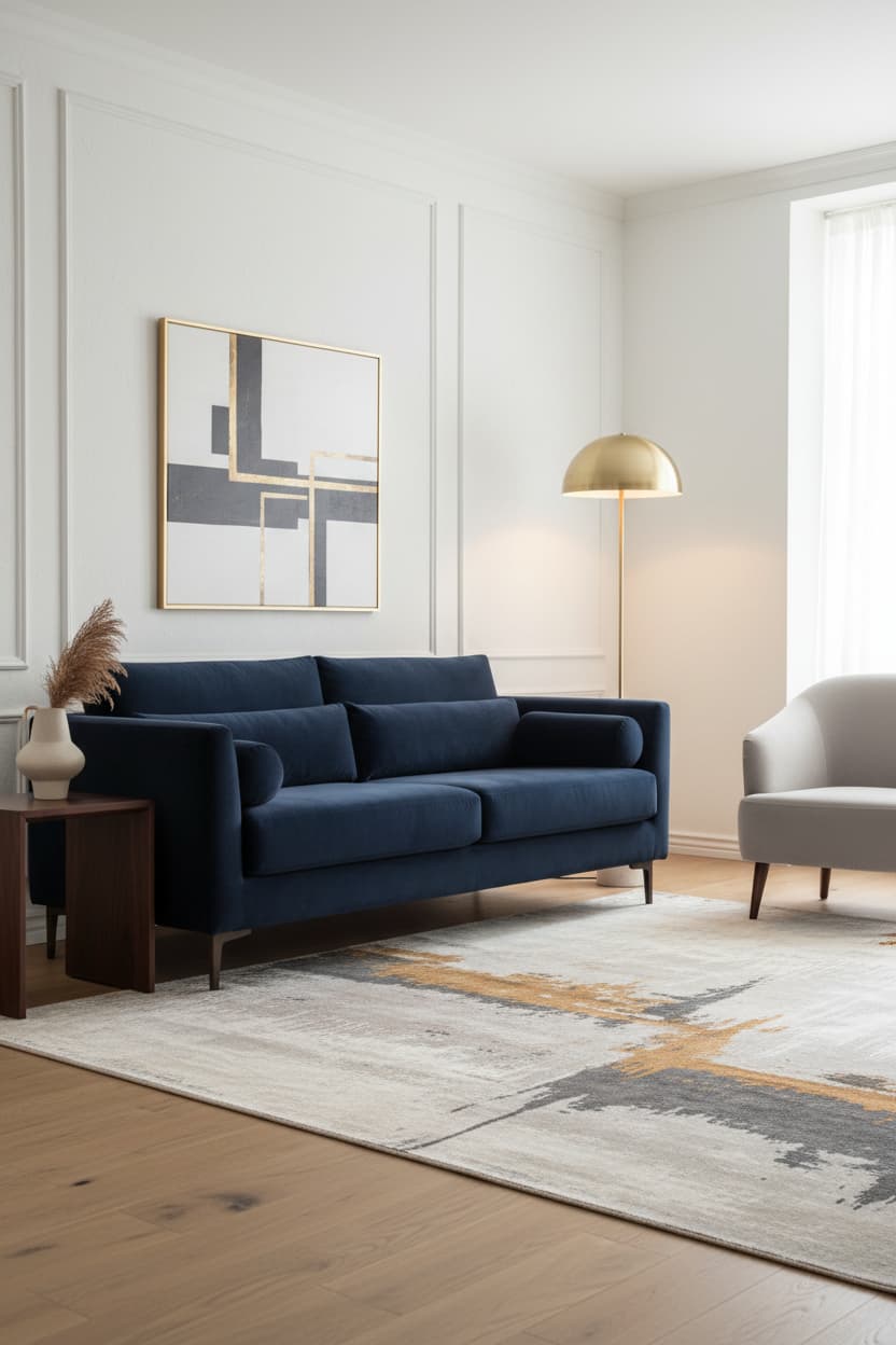 Stirling Floor Lamp in Brushed Brass and Marble Base
