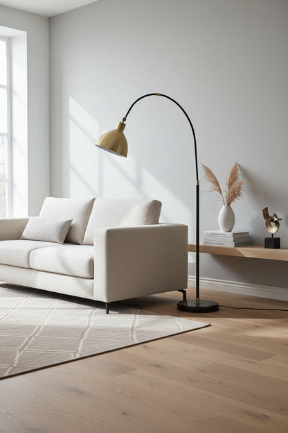 Kepler Gold Finish Metal Shade Floor Lamp