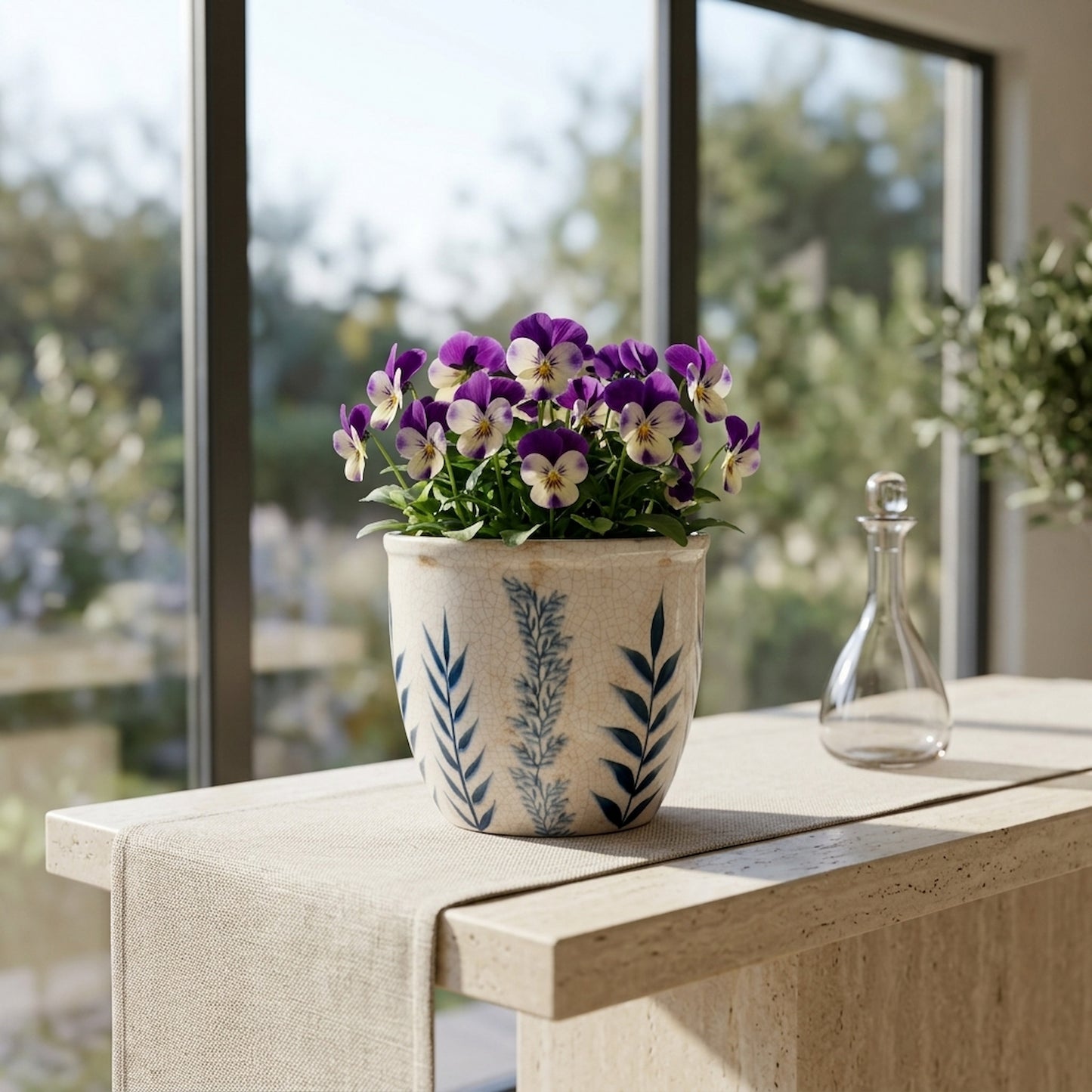 Small Blue Flora Planter Pot