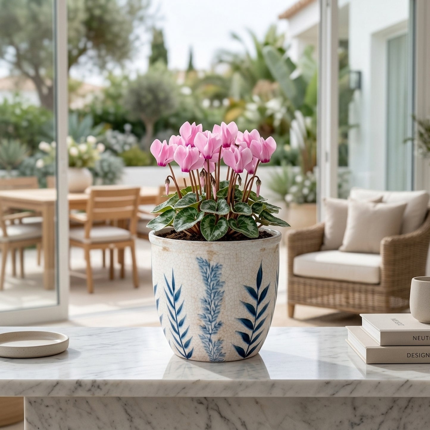 Small Blue Flora Planter Pot