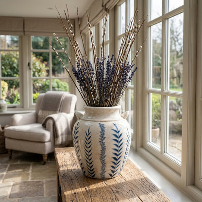 Blue Flora Amphora Vase