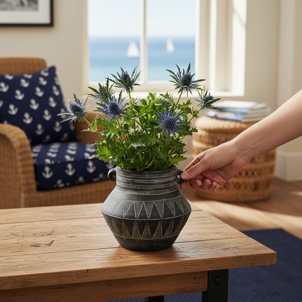 Etched Collection Pot With Handle