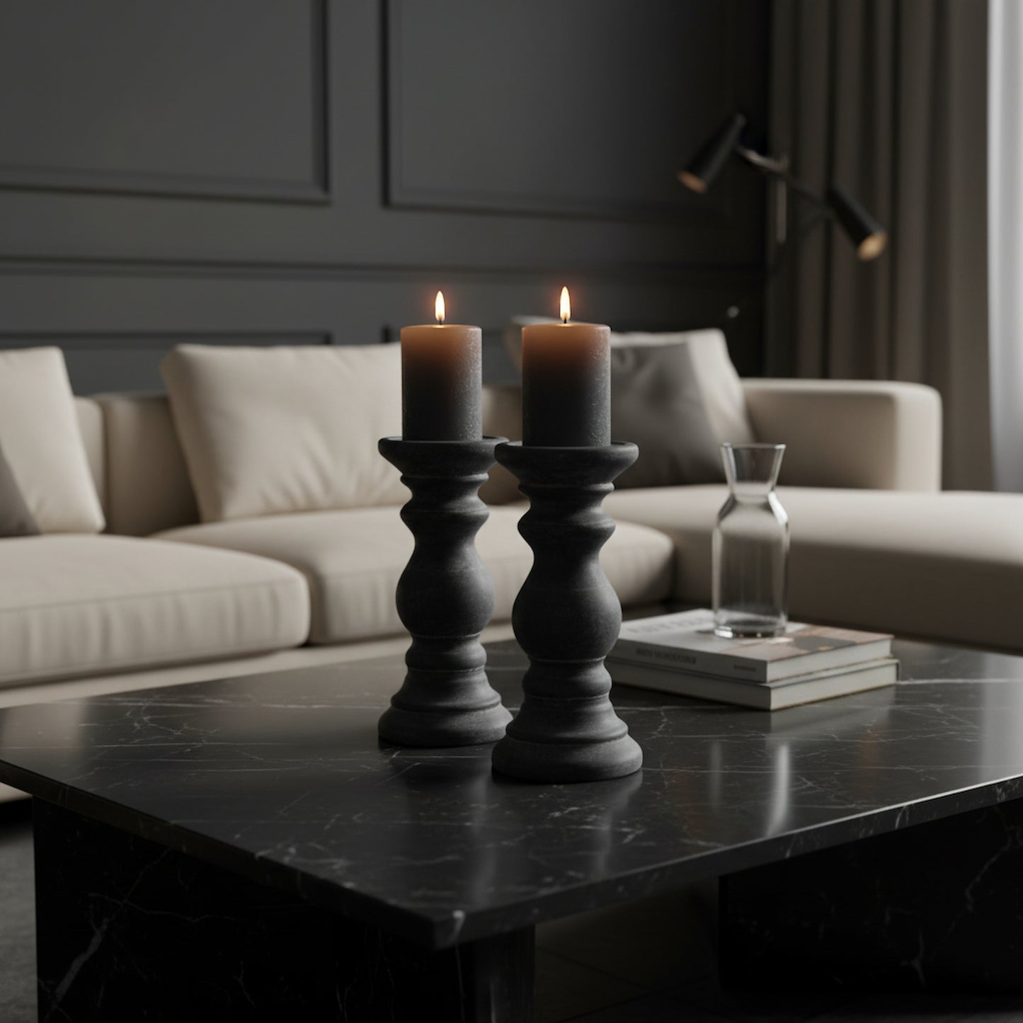 Amalfi Small Grey  Column Candle Holder