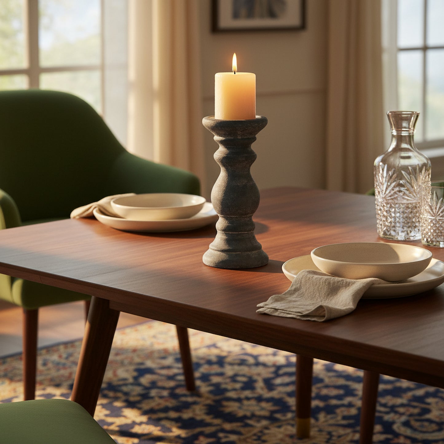 Amalfi Small Grey  Column Candle Holder