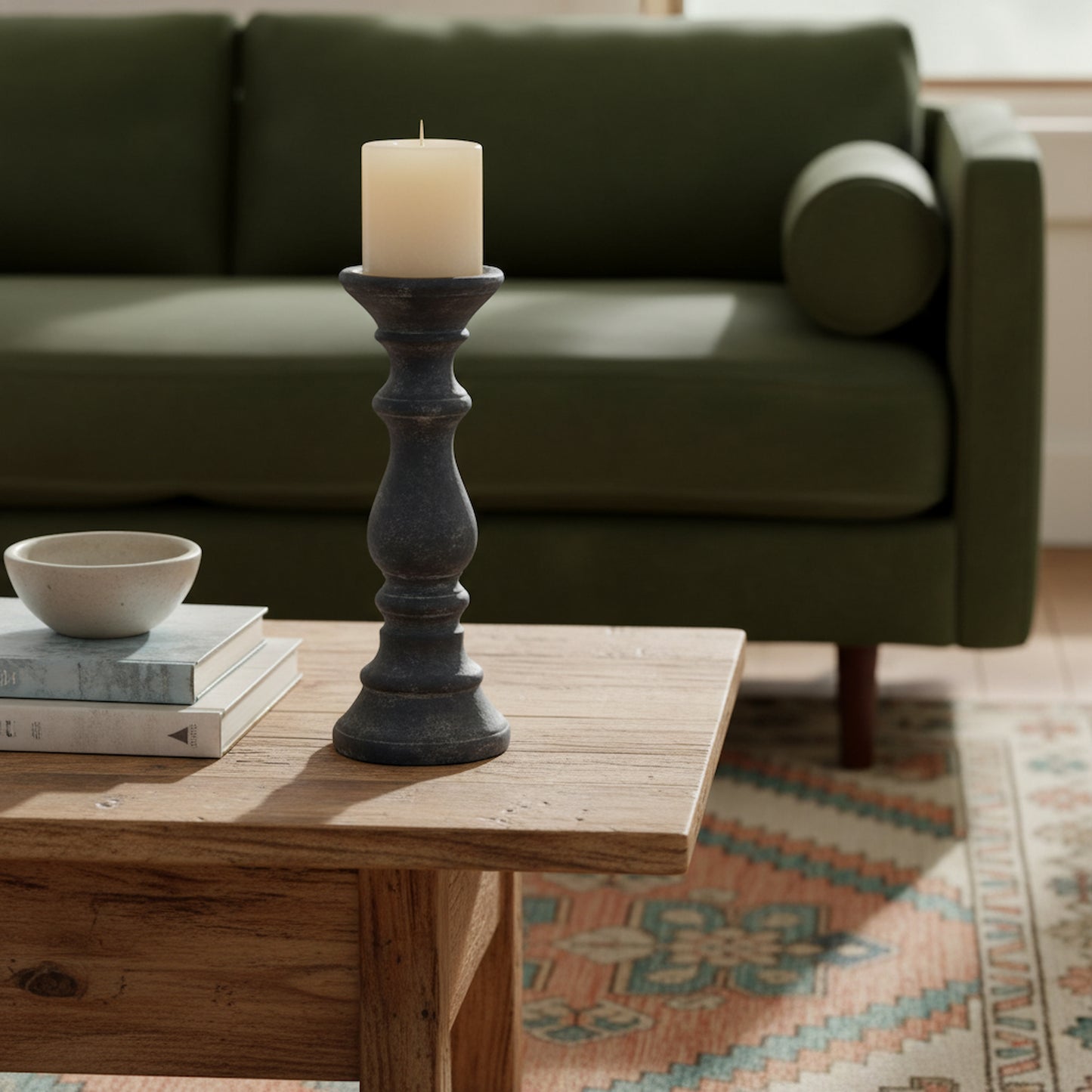 Amalfi Grey Column Candle Holder
