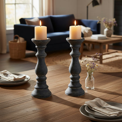 Amalfi Grey Column Candle Holder